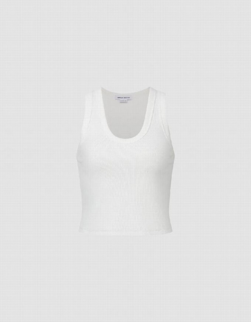 Urban Revivo Basic U Neck Women's Tank Top White | YXGSANQ-68