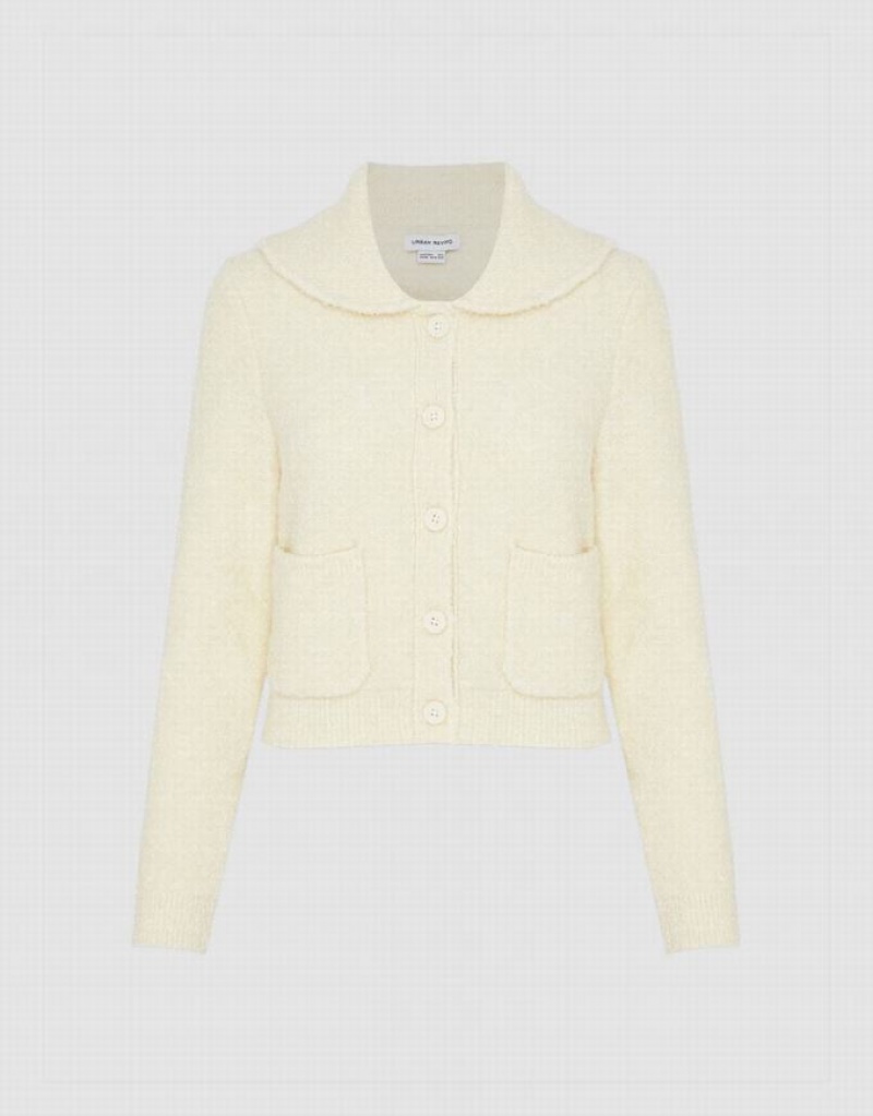 Urban Revivo Button Up Knitted Women's Cardigan White | KHITOGP-94