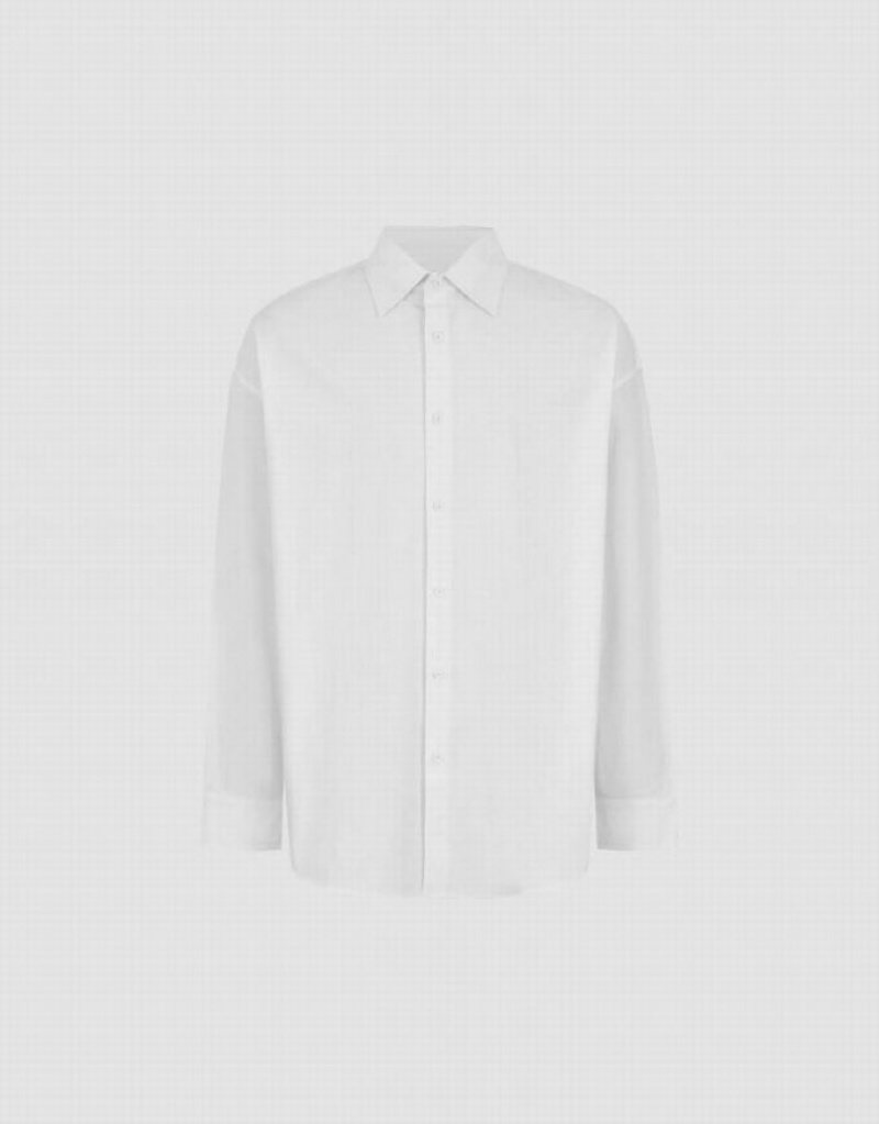 Urban Revivo Button Up Loose Men's Shirts White | LTUHDNJ-86