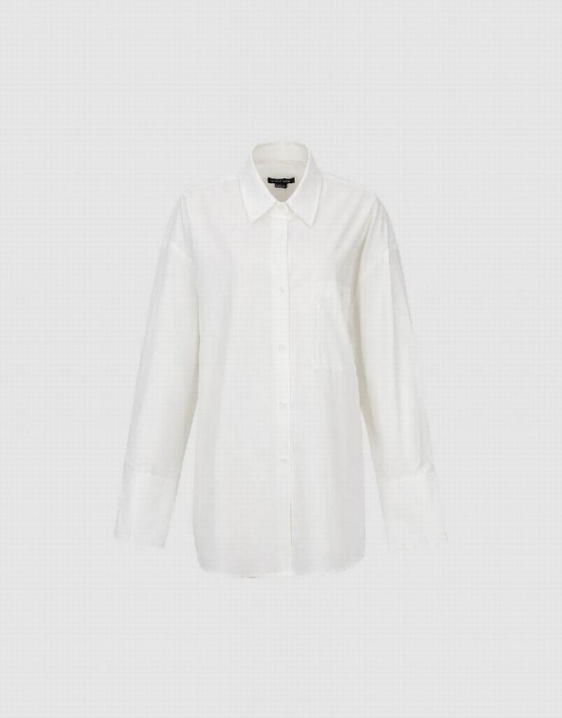 Urban Revivo Button Up Oversized Women's Shirts White | EFGVXMB-73