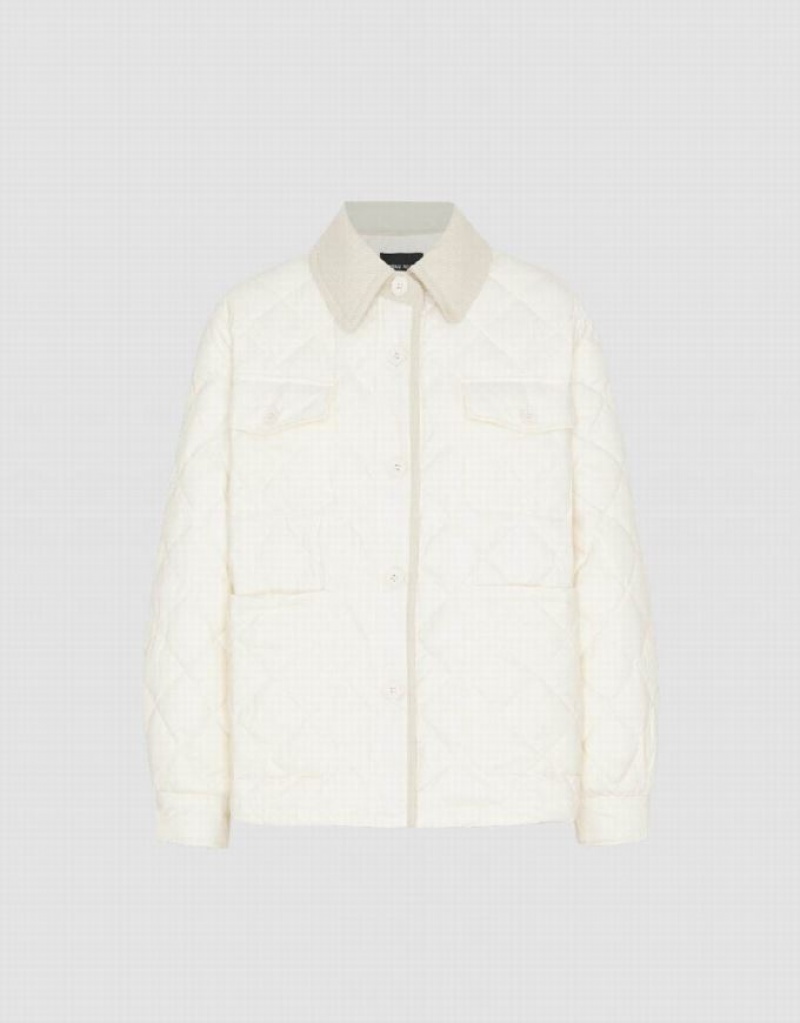 Urban Revivo Button Up Quilted Women's Down Jackets White | TCKAWIQ-32