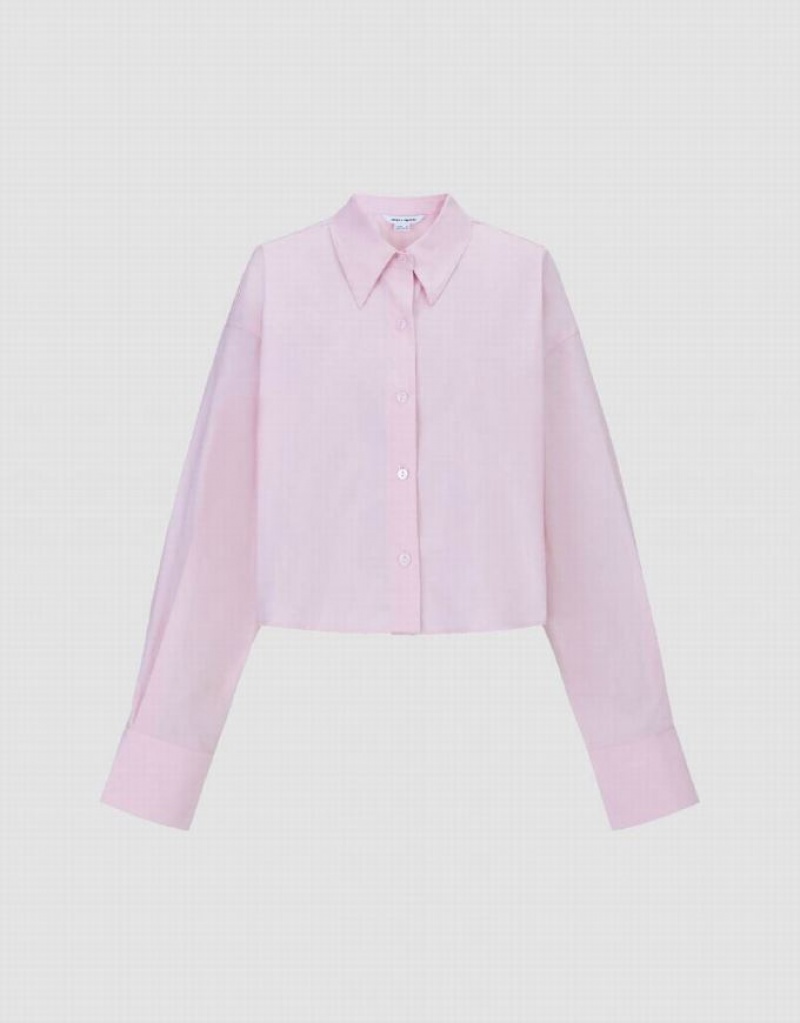 Urban Revivo Button Up Straight Lapel Women's Shirts Pink | MNVJAHU-19