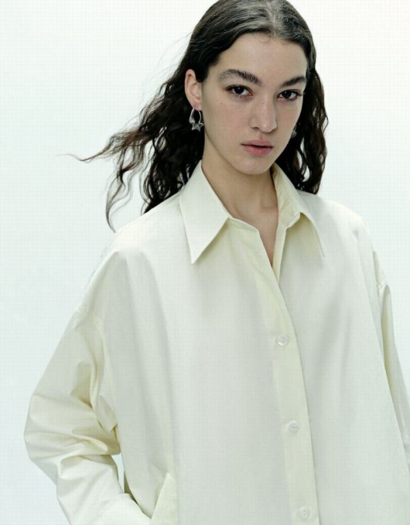 Urban Revivo Button Up Straight Women's Jacket White | BKZFULI-38