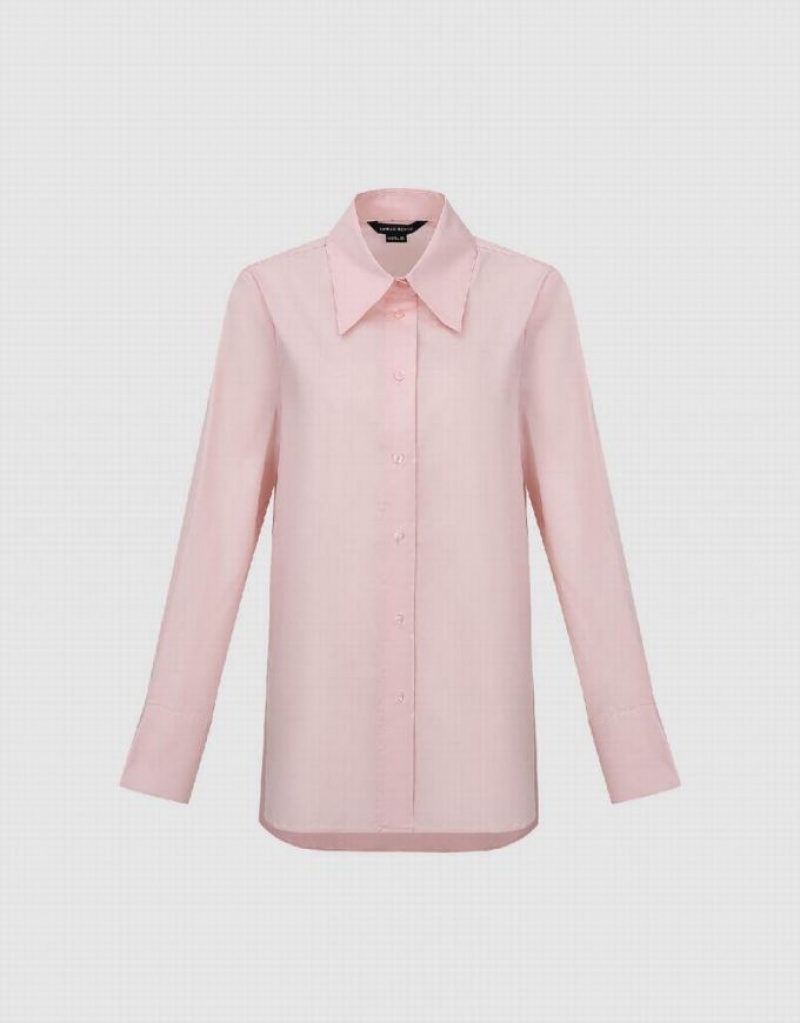 Urban Revivo Button Up Straight Women's Shirts Pink | CZBEIFT-48