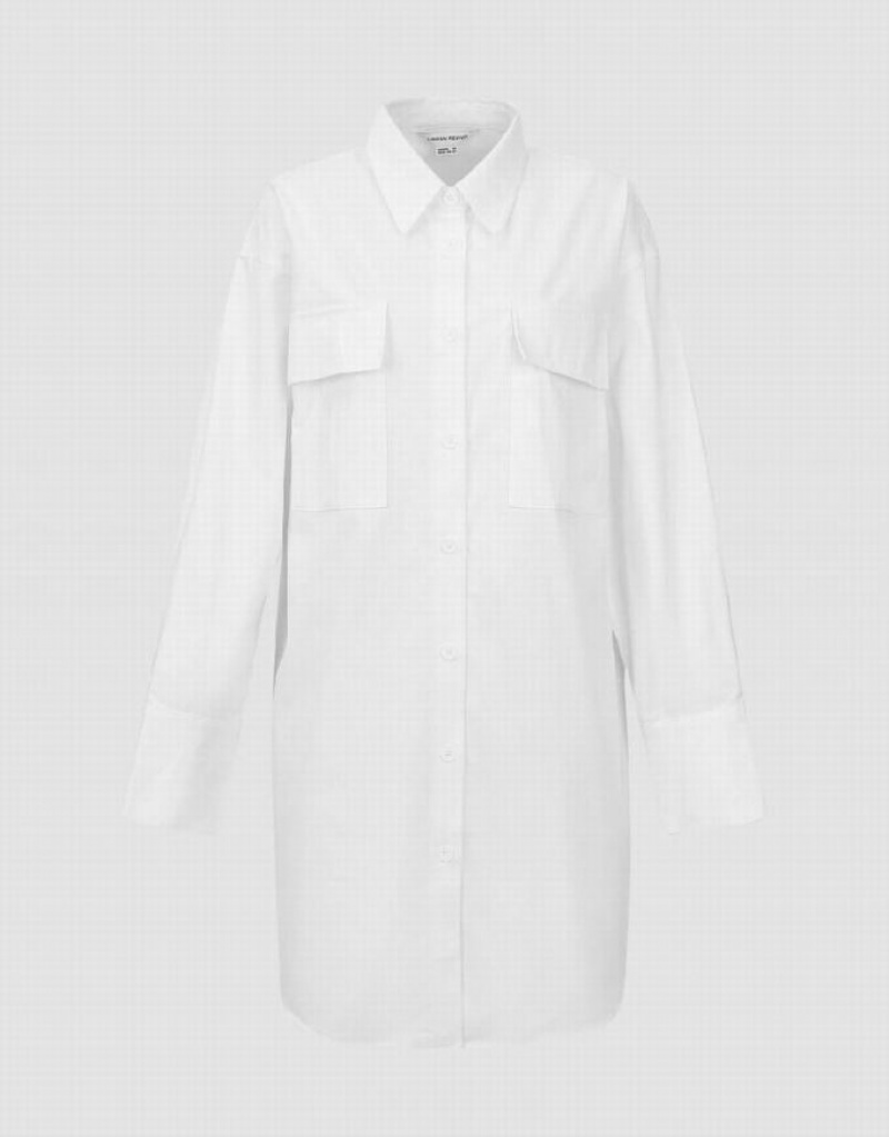 Urban Revivo Button Up Straight Women's Shirt Dress White | EKWIBSL-43