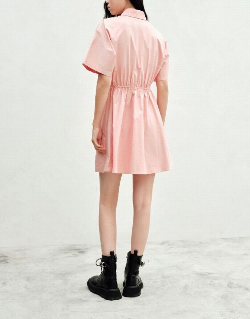 Urban Revivo Button Up Women's Shirt Dress Pink | INEGWCH-72