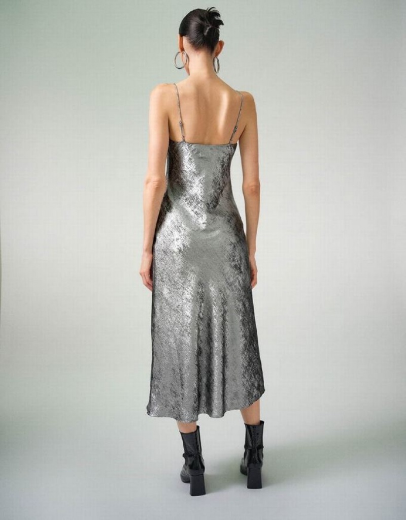 Urban Revivo Cami A-Line Women's Dress Silver | TLPHSCB-57