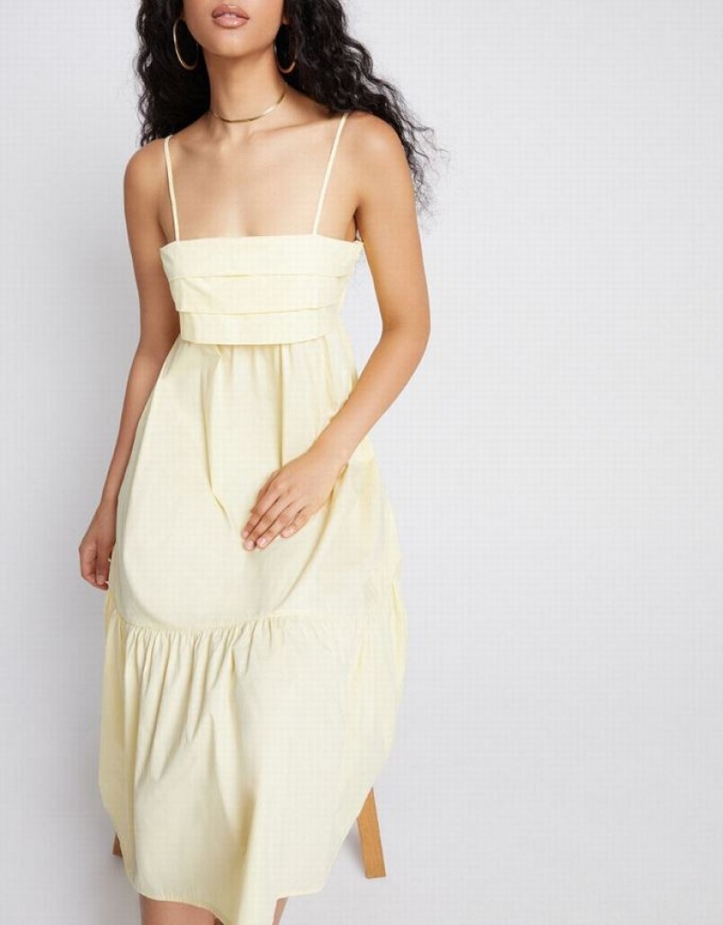 Urban Revivo Cami Ruffle Hem Midi Women's Midi Dress Yellow | GNWHBYI-15