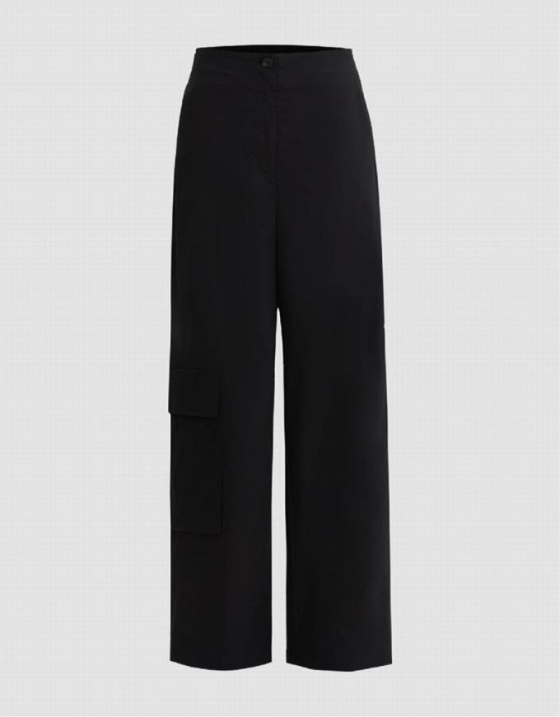 Urban Revivo Capri Wide-Leg Women's Pants Black | JVYRZMD-30