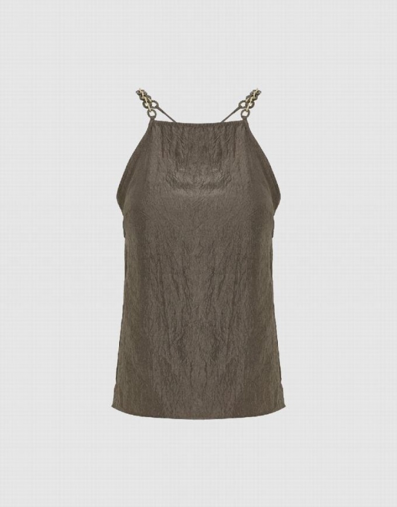 Urban Revivo Chain Strap Cami Top Women's Blouse Brown | ORTUYJE-07