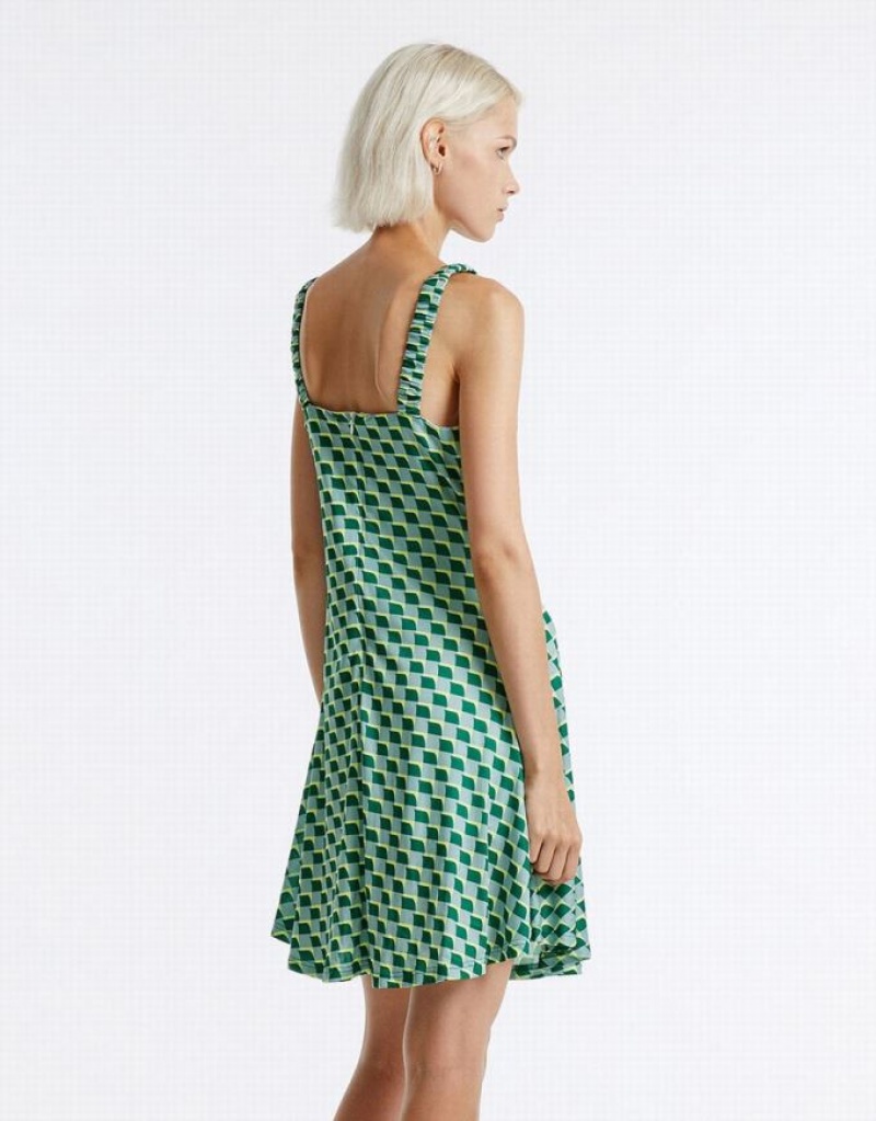 Urban Revivo Checkered Women's Knitted Dress Green | ODAUGMR-60