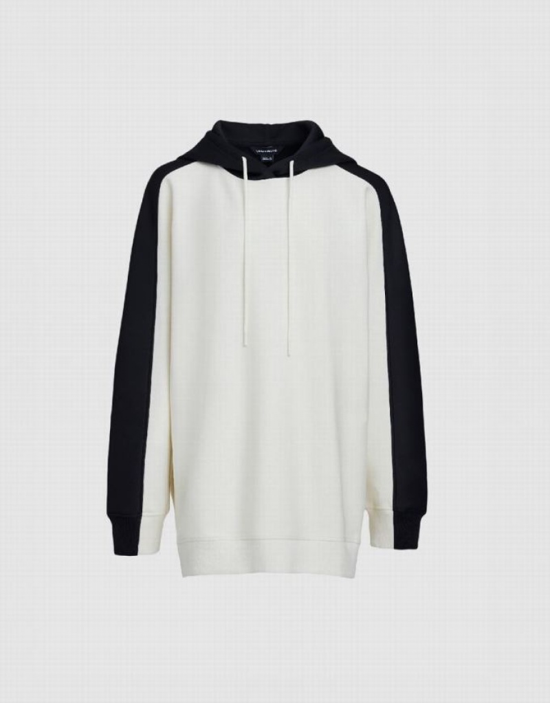 Urban Revivo Contrast Fabric Women's Hoodie White | WCOUVLT-58