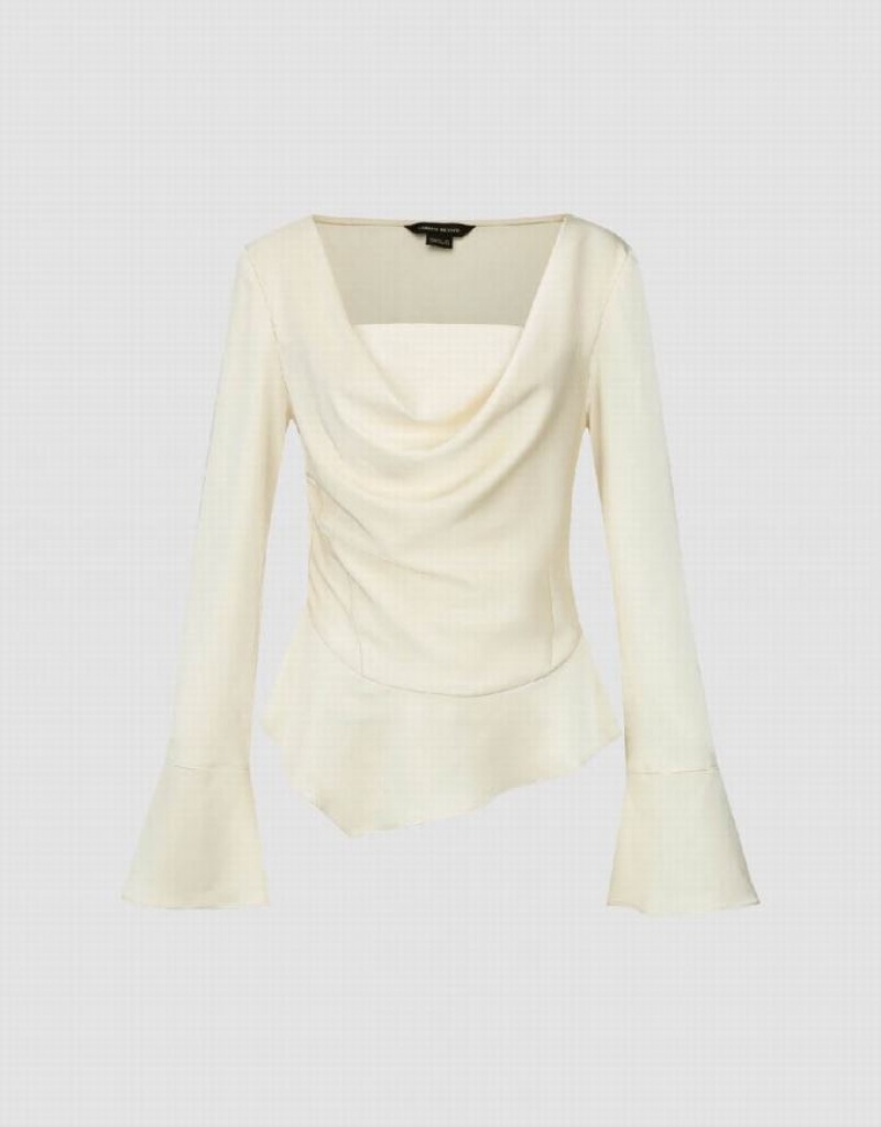 Urban Revivo Cowl Neck Straight Overhead Women's Blouse White | VOTWMKN-34