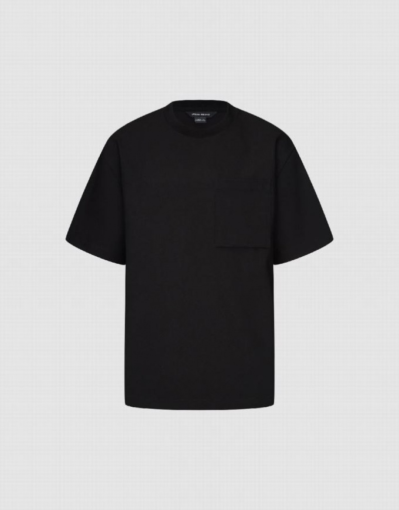 Urban Revivo Crew Neck A-Line Men's T-Shirts Black | JYQOMEC-28