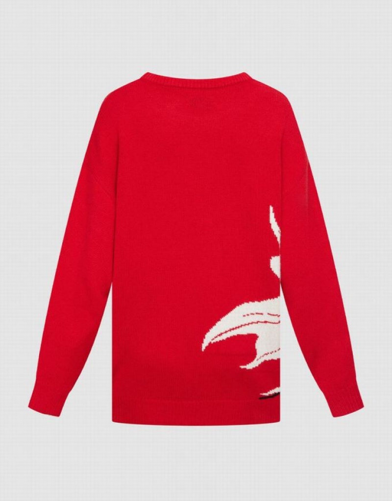 Urban Revivo Crew Neck Holiday Women's Sweaters Red | YPEBRSJ-80