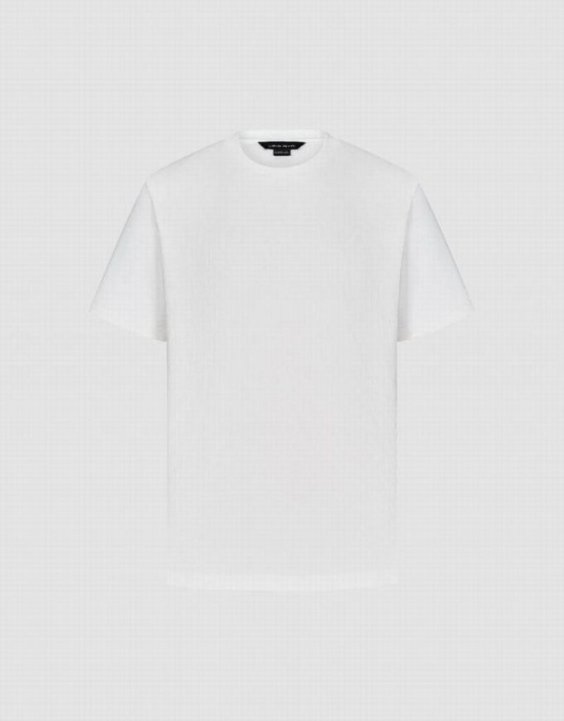 Urban Revivo Crew Neck Knited Men's T-Shirts White | YZOVSJG-73