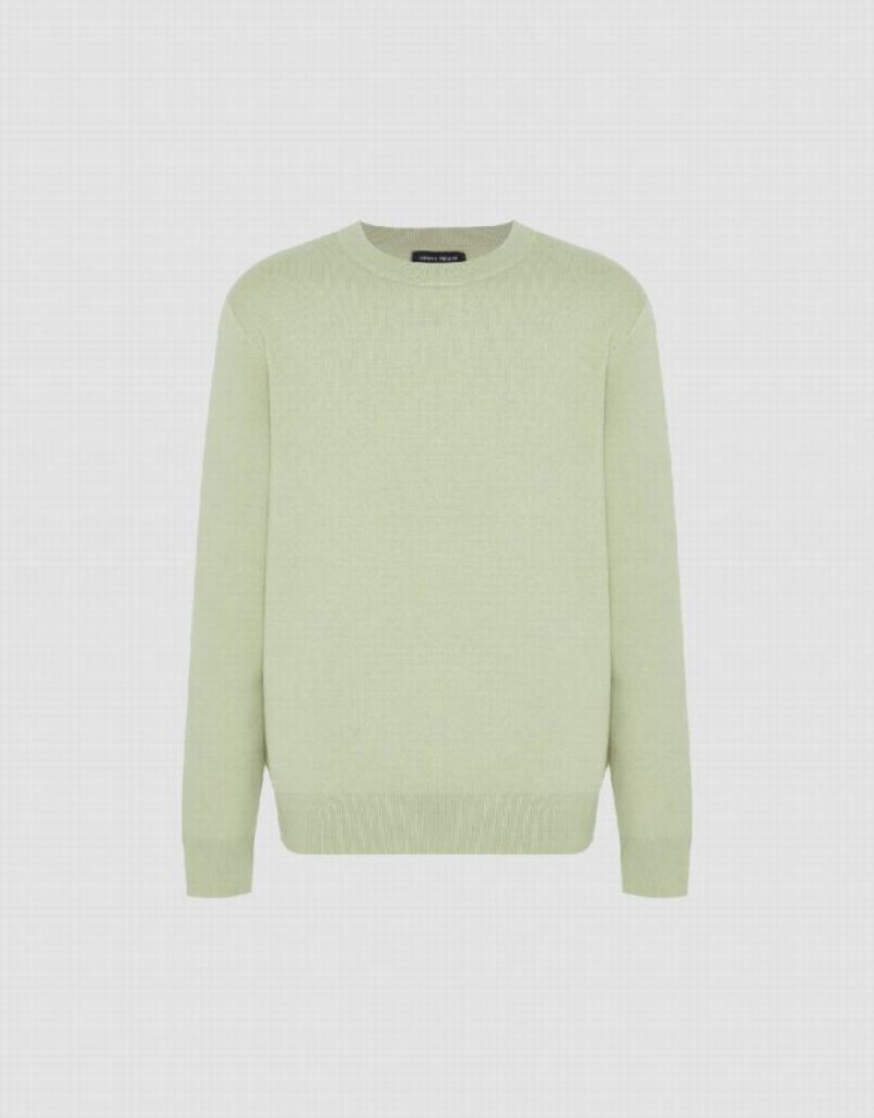 Urban Revivo Crew Neck Knitted Men's Cardigan Green | UVRXDZM-68