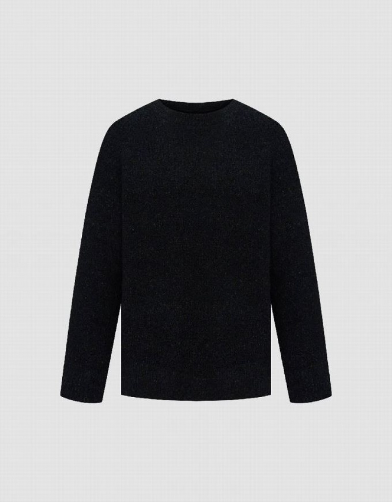 Urban Revivo Crew Neck Knitted Men's Cardigan Black | KAMXUNV-80