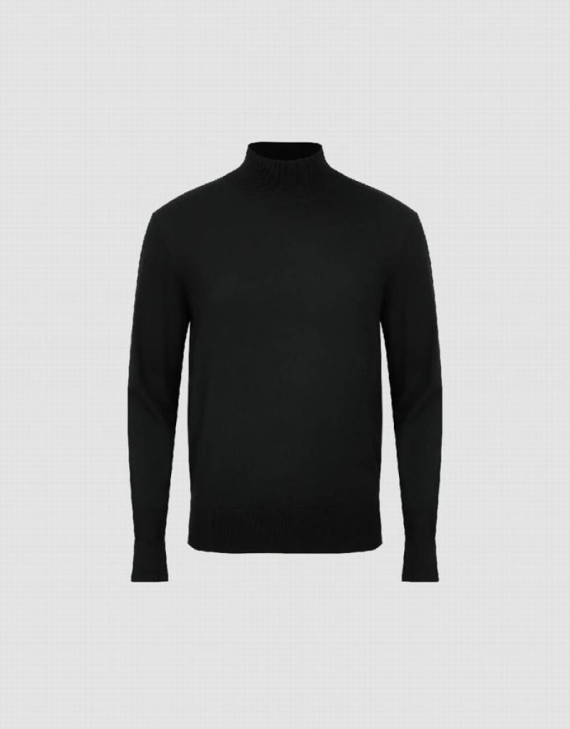 Urban Revivo Crew Neck Knitted Men's Cardigan Black | CTRFOKZ-89