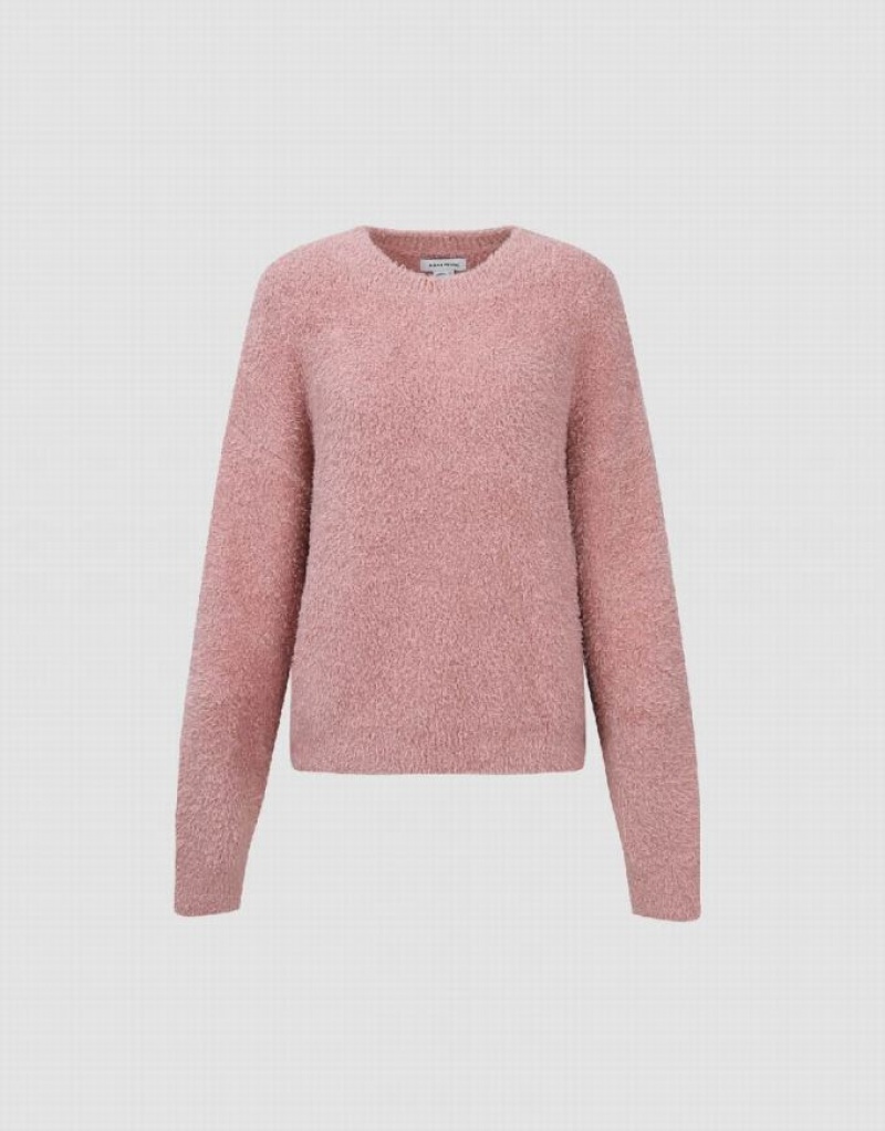 Urban Revivo Crew Neck Knitted Women's Cardigan Pink | SFVGPQH-80