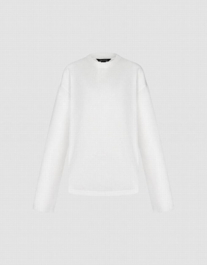 Urban Revivo Crew Neck Knitted Women's T-Shirts White | ZMSGRQH-53