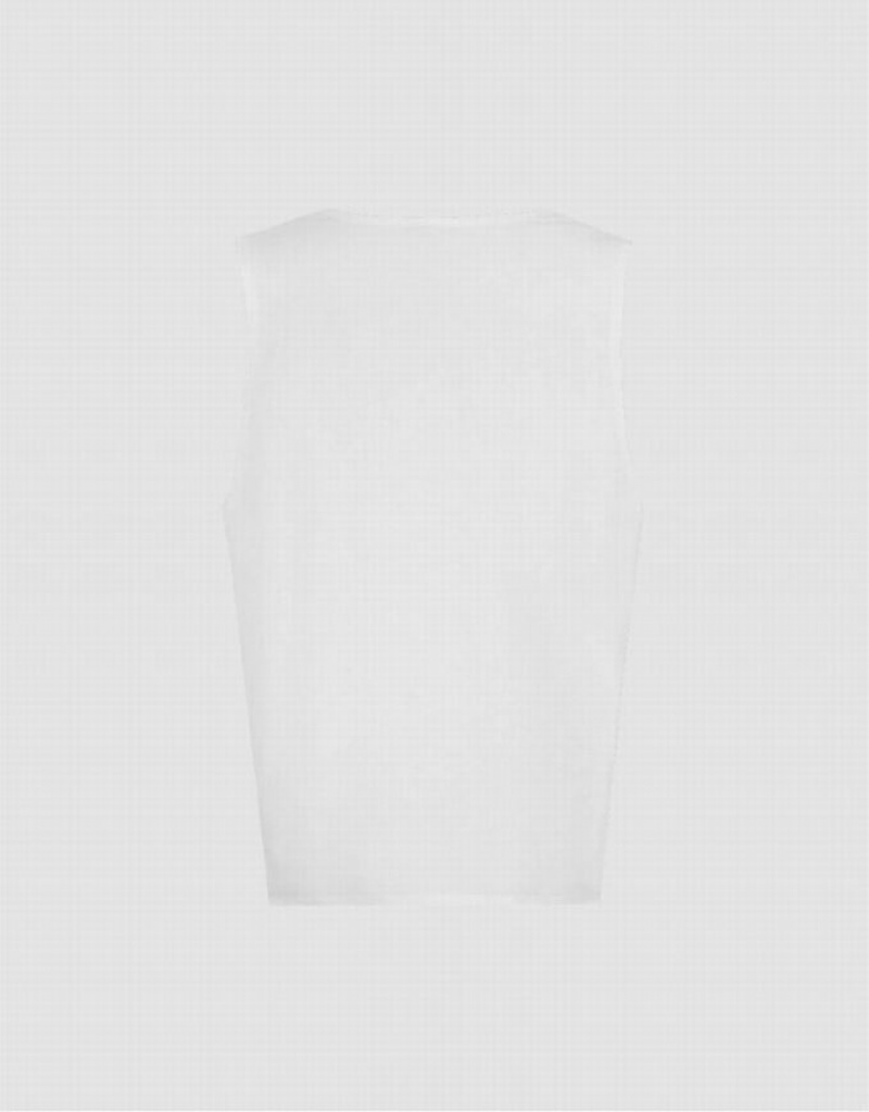 Urban Revivo Crew Neck Loose Men's Tank Top White | QYJVTXK-73