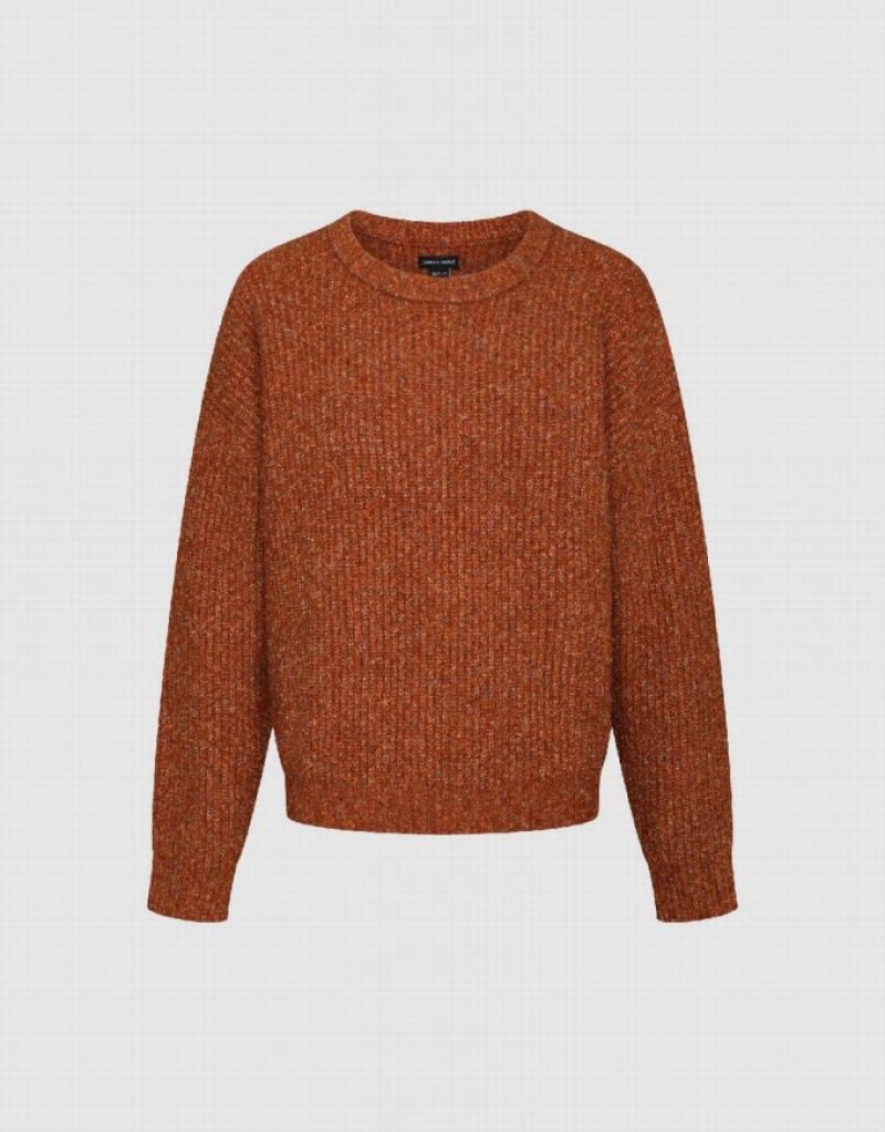 Urban Revivo Crew Neck Loose Women's Sweaters Orange | OZERIYV-89