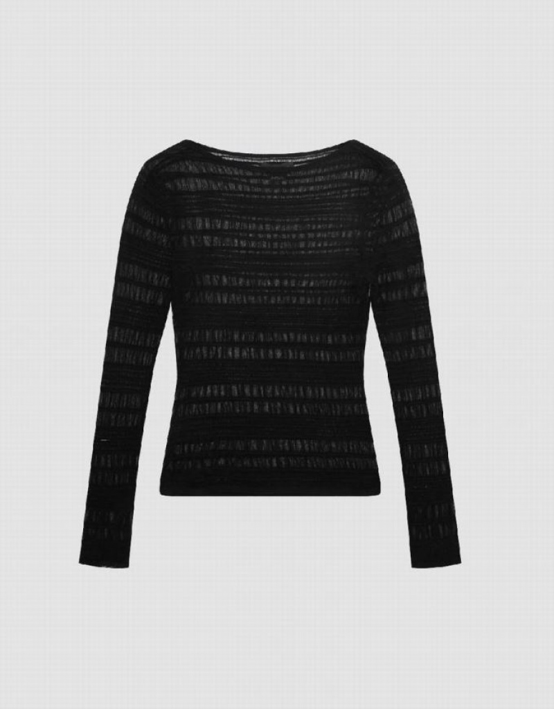 Urban Revivo Crew Neck Skinny Knitted Women's Cardigan Black | LXMKZQB-78