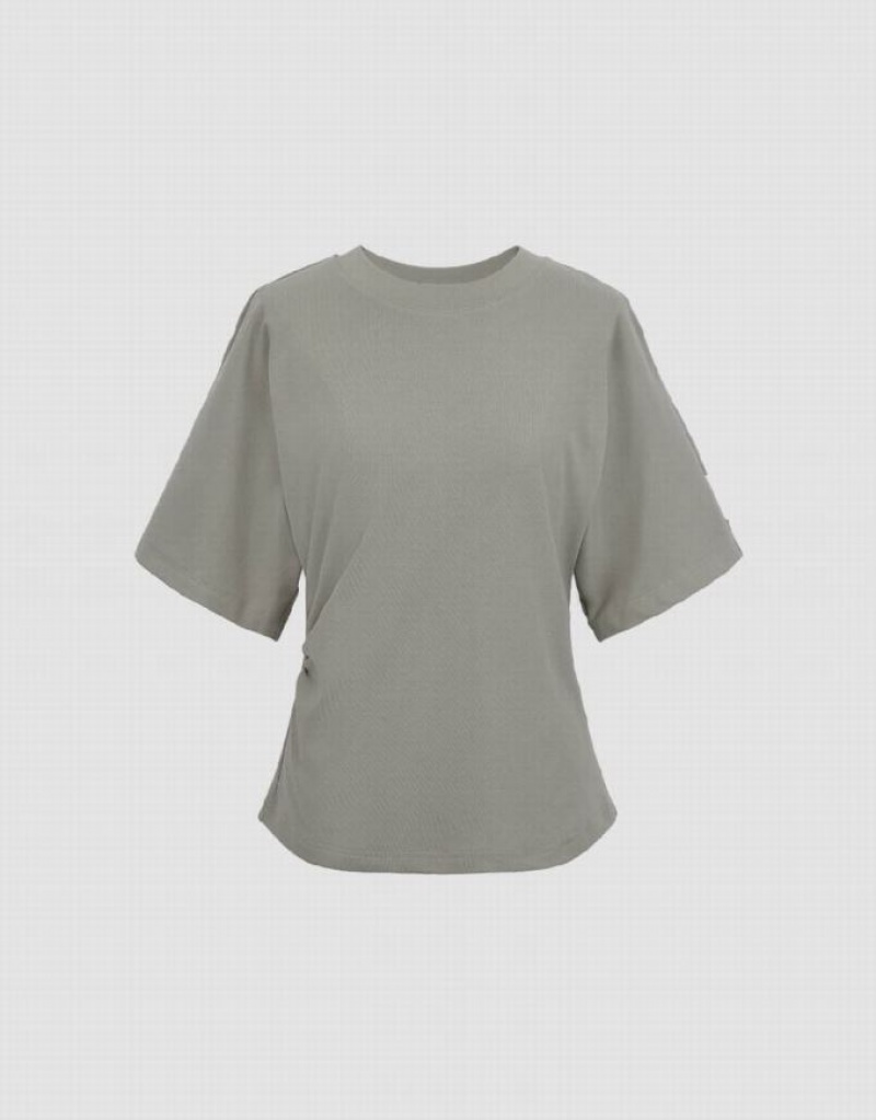 Urban Revivo Crew Neck Skinny Women's T-Shirts Grey | BTXSROY-48