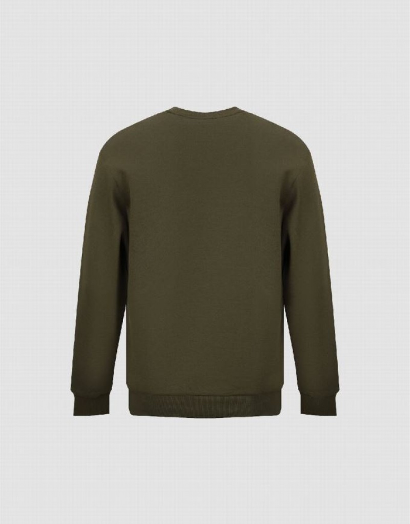 Urban Revivo Crew Neck Straight Men's Sweatshirts Green | GIPQEXU-84