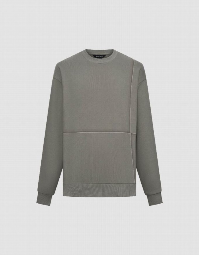 Urban Revivo Crew Neck Straight Men's Sweatshirts Grey | YJLWNXS-82