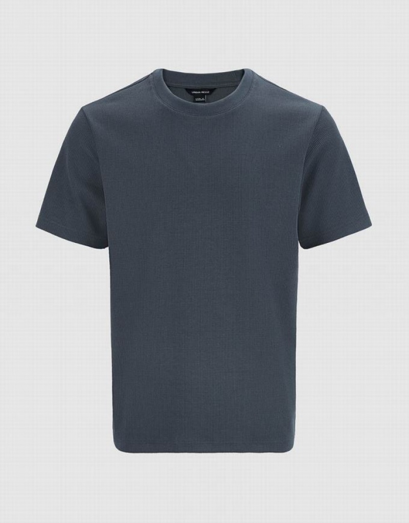 Urban Revivo Crew Neck Straight Men's T-Shirts Grey | TNIAUPJ-76