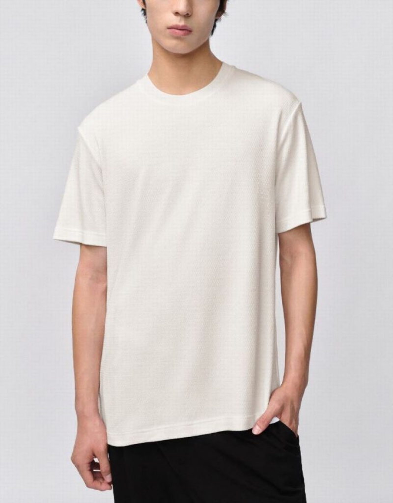 Urban Revivo Crew Neck Straight Men's T-Shirts White | DMAFREW-87