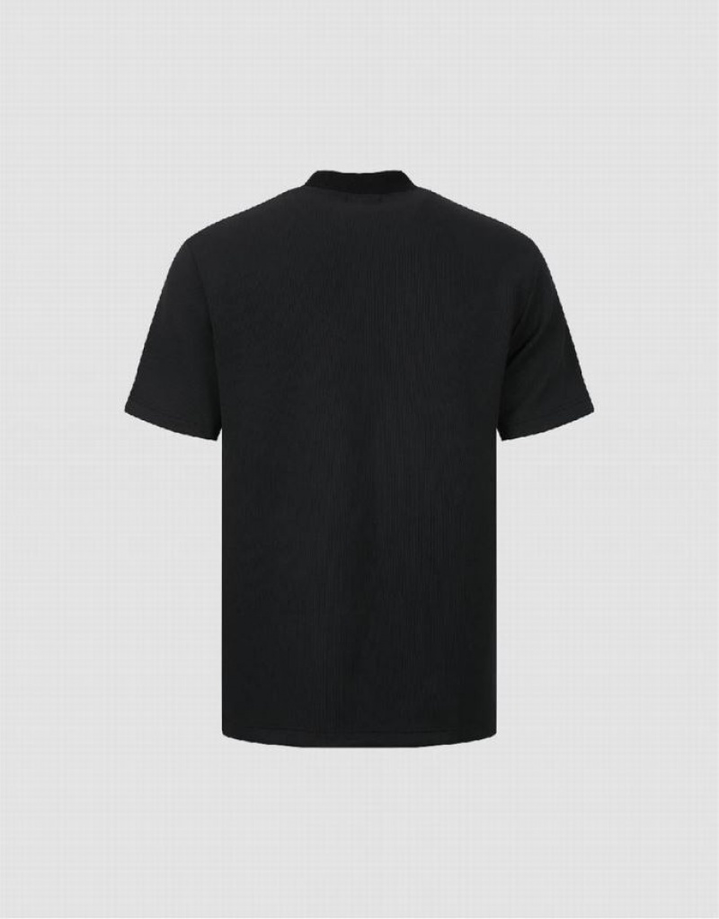 Urban Revivo Crew Neck Straight Men's T-Shirts Black | DHTYCPZ-07