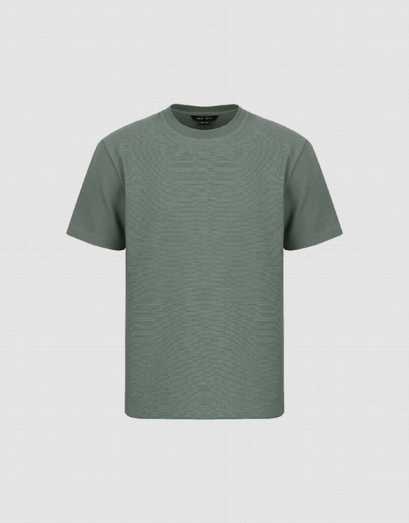 Urban Revivo Crew Neck Straight Men's T-Shirts Green | DYAECUH-71