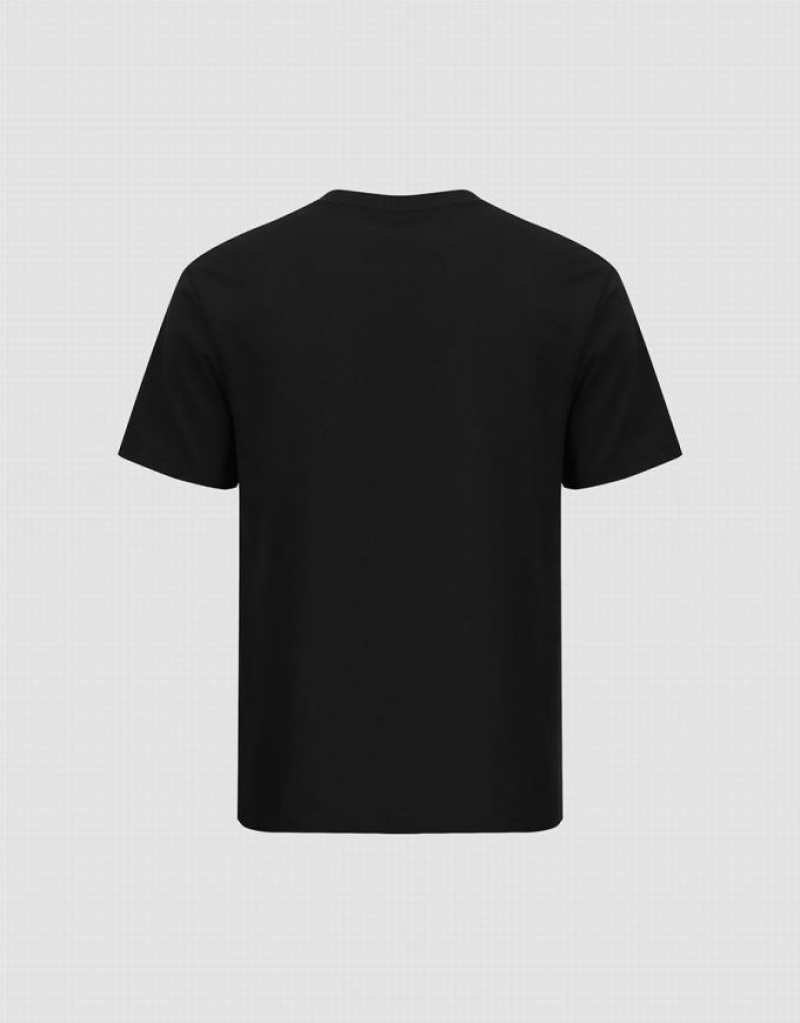 Urban Revivo Crew Neck Straight Men's T-Shirts Black | IXVUKSC-18