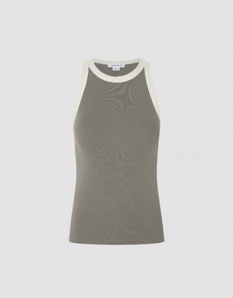 Urban Revivo Crew Neck Straight Women's Tank Top Grey | YLPTJVF-12