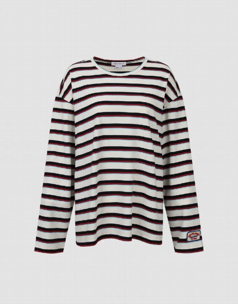 Urban Revivo Crew Neck Women's T-Shirts Stripes | BYPWTVF-37