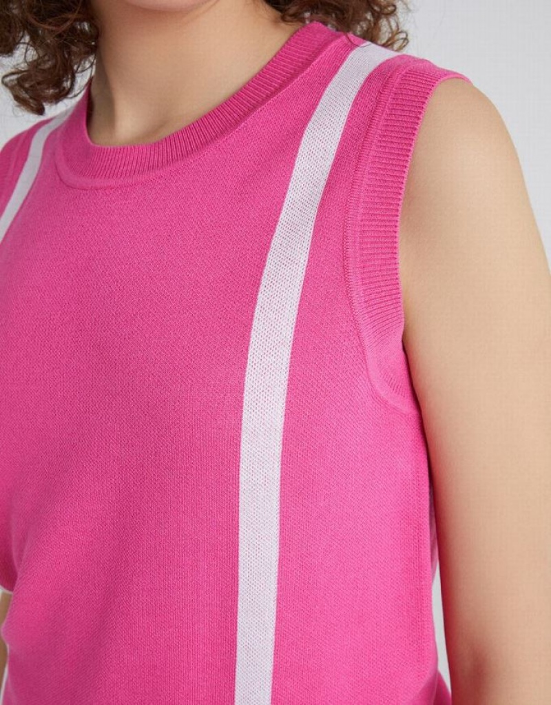 Urban Revivo Crew Neck Women's Tank Top Pink | NYULRZW-09