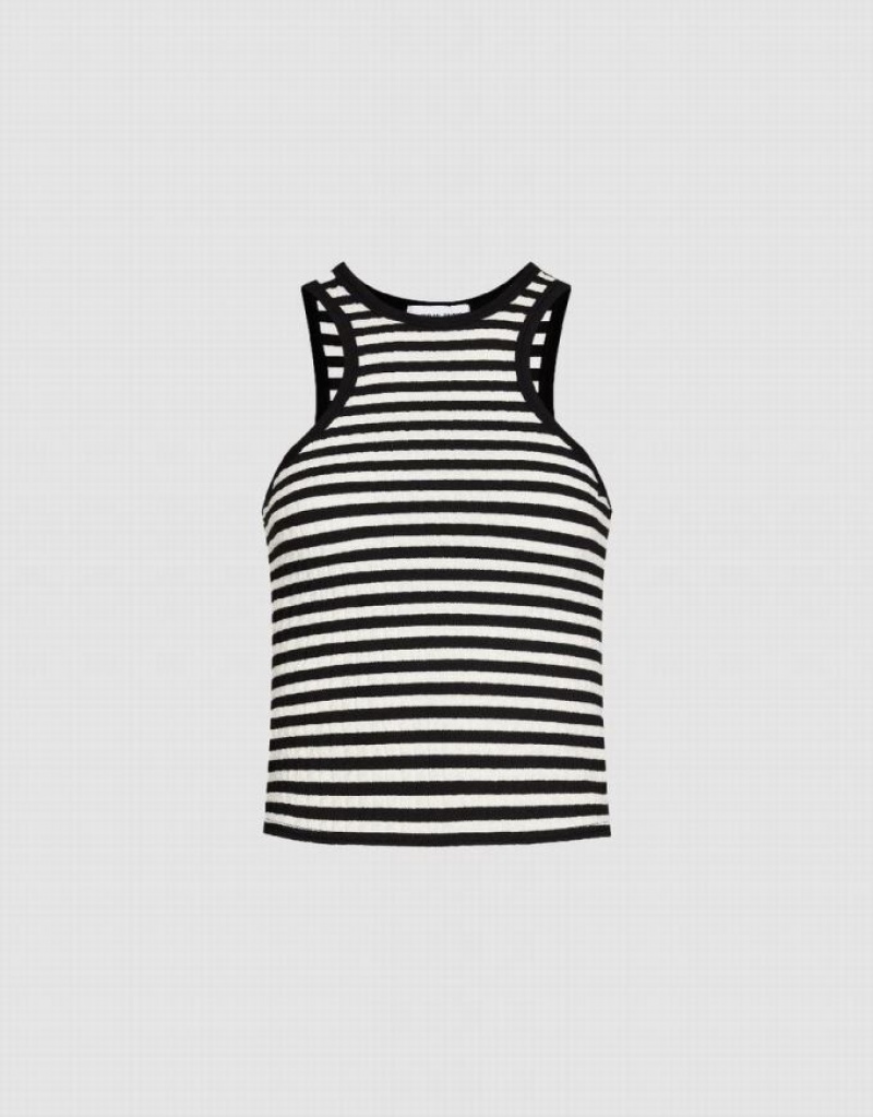 Urban Revivo Crew Neck Women\'s Tank Top Stripes | INGJWSC-72