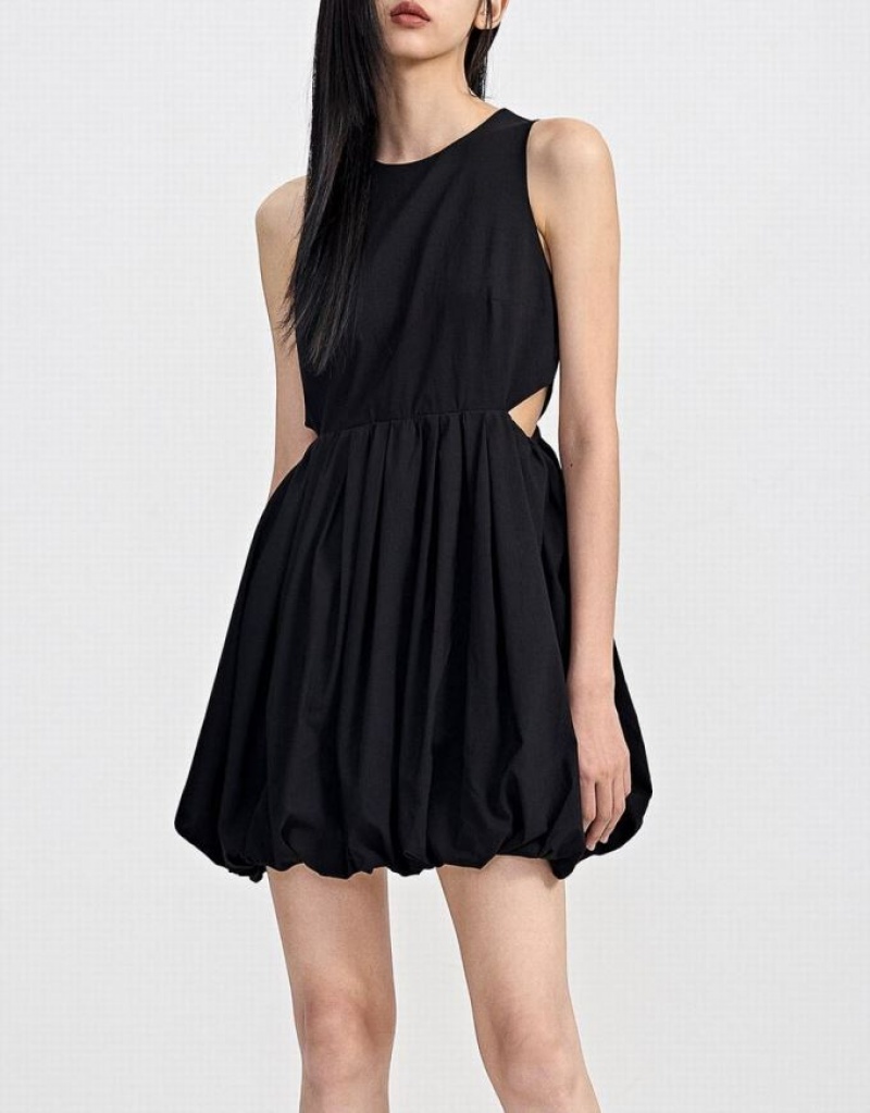 Urban Revivo Cut Out Detail Sleeveless Women's Casual Dress Black | KLQOJGS-93