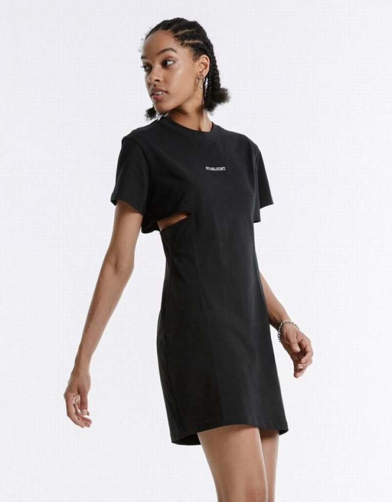 Urban Revivo Cut Out Letter Mini Women's Mini Dress Black | DMJHOSR-62