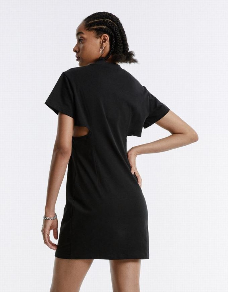 Urban Revivo Cut Out Letter Mini Women's Mini Dress Black | DMJHOSR-62