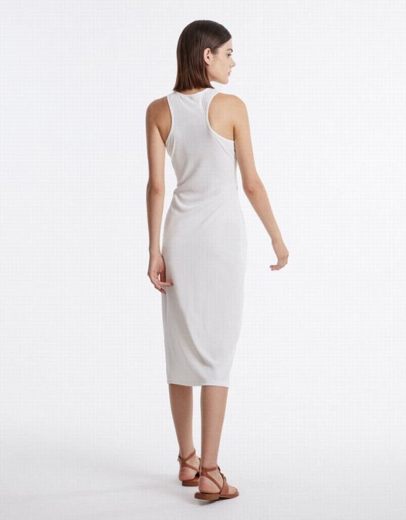 Urban Revivo Cut Out Women's Knitted Dress White | NWKDRFA-95