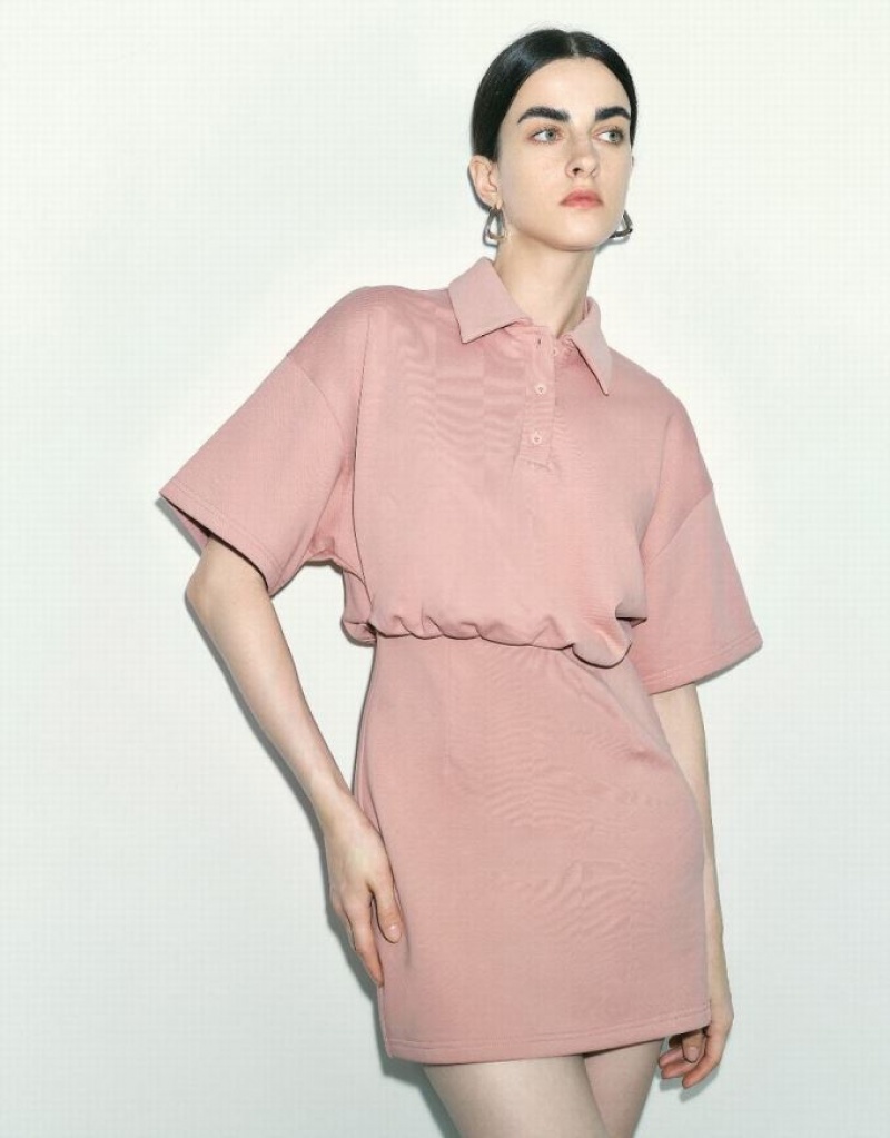 Urban Revivo Dolman Sleeve Straight Women's Dress Pink | WOTUHGV-80