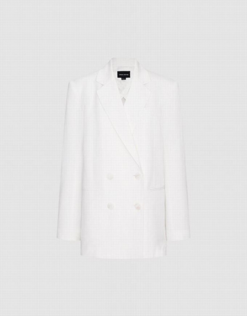 Urban Revivo Double Breasted Tailored Women's Blazers White | UHSQYLN-86