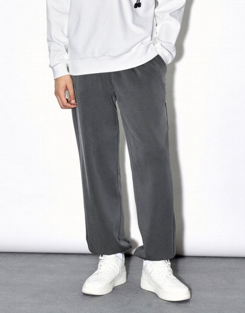 Urban Revivo Drawstring Waist Knitted Men's Joggers Grey | HNDAKCG-24