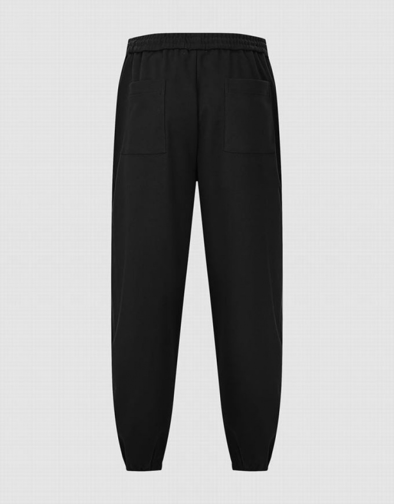 Urban Revivo Drawstring Waist Men's Joggers Black | VTRPXYG-93