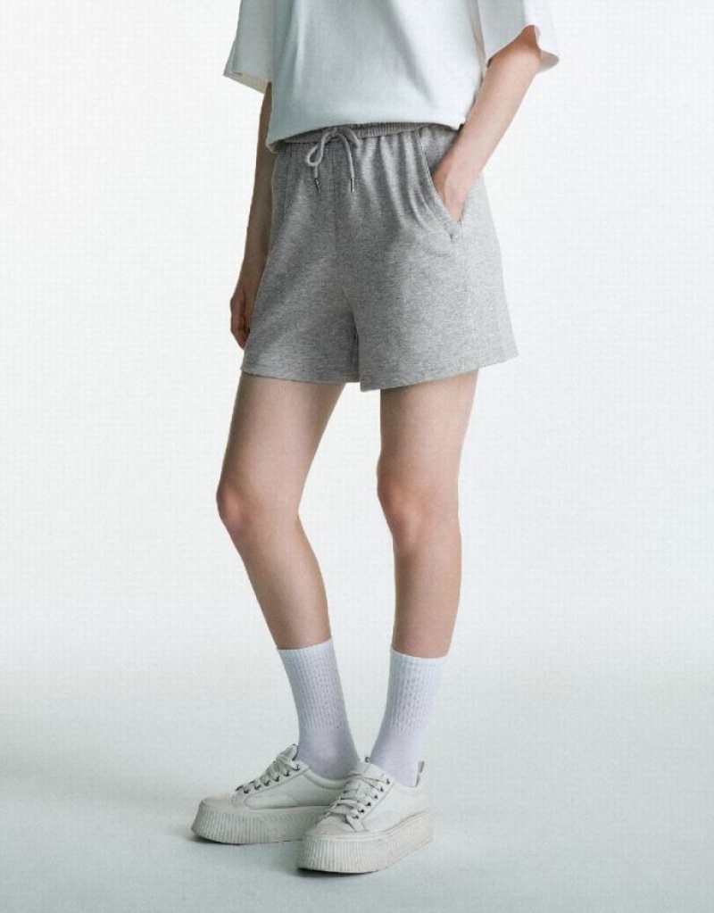 Urban Revivo Drawstring Waist Women's Shorts Light Grey | OJNVUYA-21