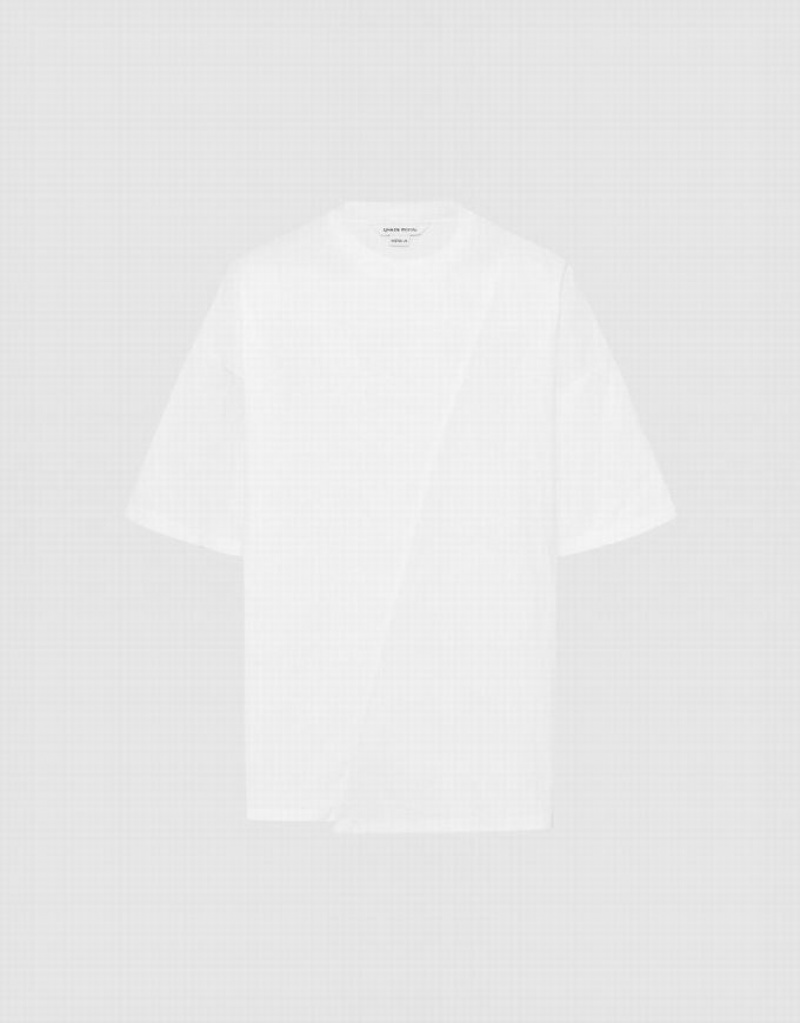 Urban Revivo Drop Shoulder Sleeve Crew Neck Men's T-Shirts White | SRCEHWQ-69